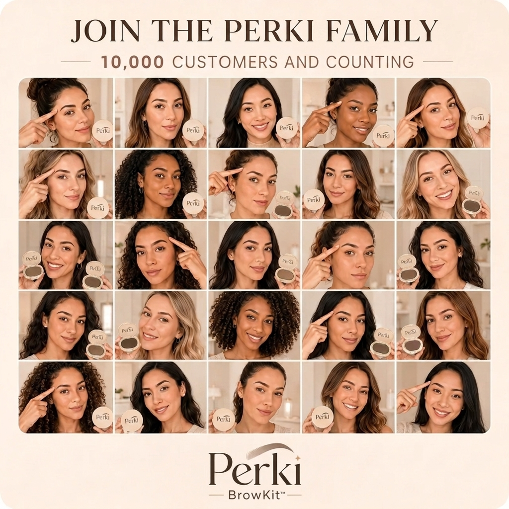 Happy Perki customers showing their natural-looking brow results