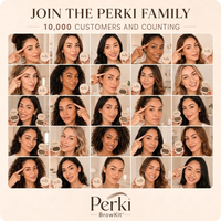 Happy Perki customers showing their natural-looking brow results